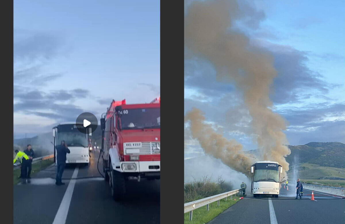 Φωτιά σε λεωφορείο του ΚΤΕΛ που εκτελούσε δρομολόγιο Πάτρα – Καρδίτσα – Αποβιβάστηκαν εγκαίρως οι επιβάτες